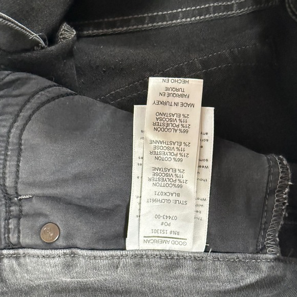 Good American Blackout High Rise Skinny Jeans Women's Size 4 27 Frayed Hem - Picture 3 of 8